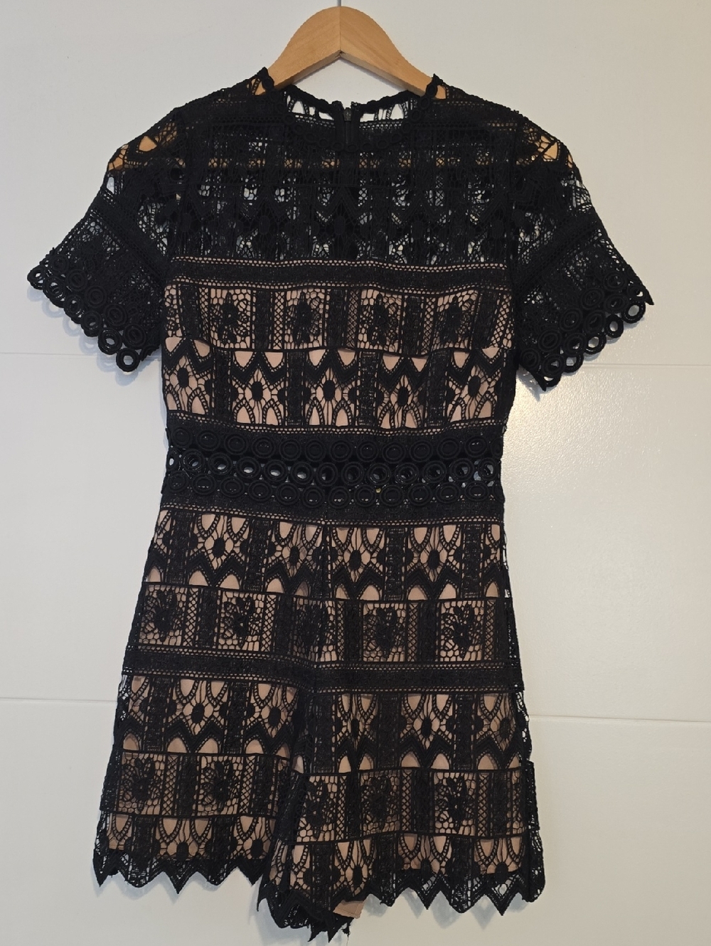 Alexis Black Lace Mini Dress with Nude Lining